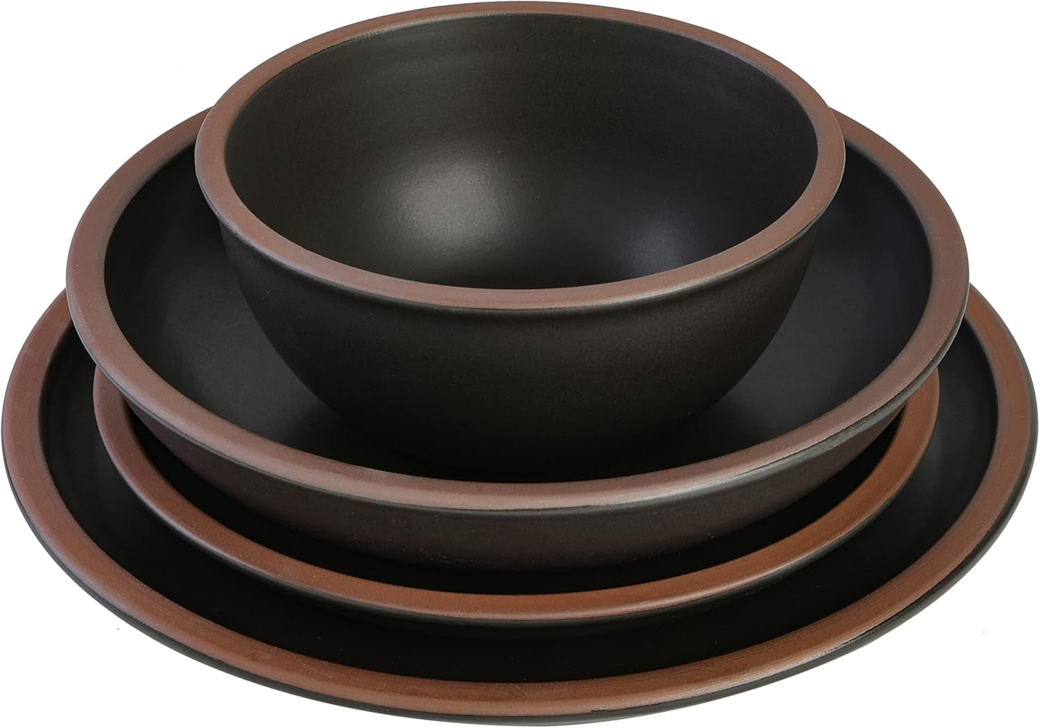 Lagos Coupe Geschirrset, Service für 4 Personen (16 Stück), schwarz