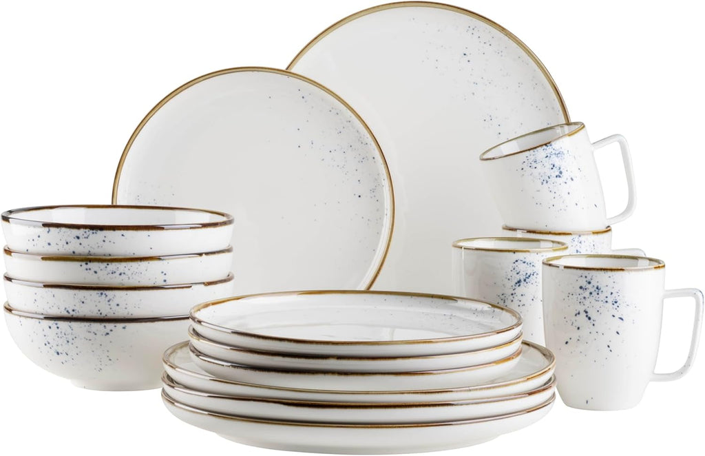 MÄSER Seria Pintar, Set de veselă de înaltă calitate pentru 4 persoane, serviciu combinat din 16 piese Seturi vesela masa Naty Shop Albastru Set veselă