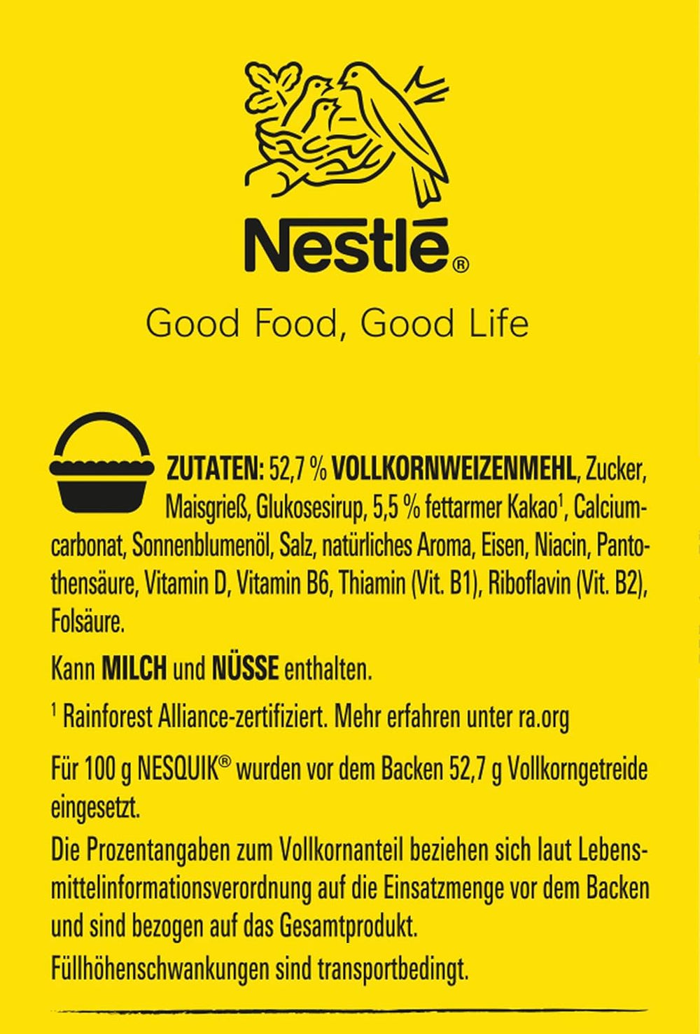 Nesquik Nestlé Nesquik Crunchy Breakfast, Cereal con chocolate y cereales integrales, 1 paquete (1 x 330g)