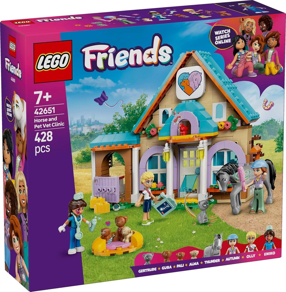 LEGO Friends Gabinete veterinario para caballos y mascotas, set de construcción y juego para juegos de rol imaginativos con 3 minifiguras y 5 figuras de animales, idea de regalo para niñas de 7 años 42651 Juegos de construcción Besuche den LEGO-Store