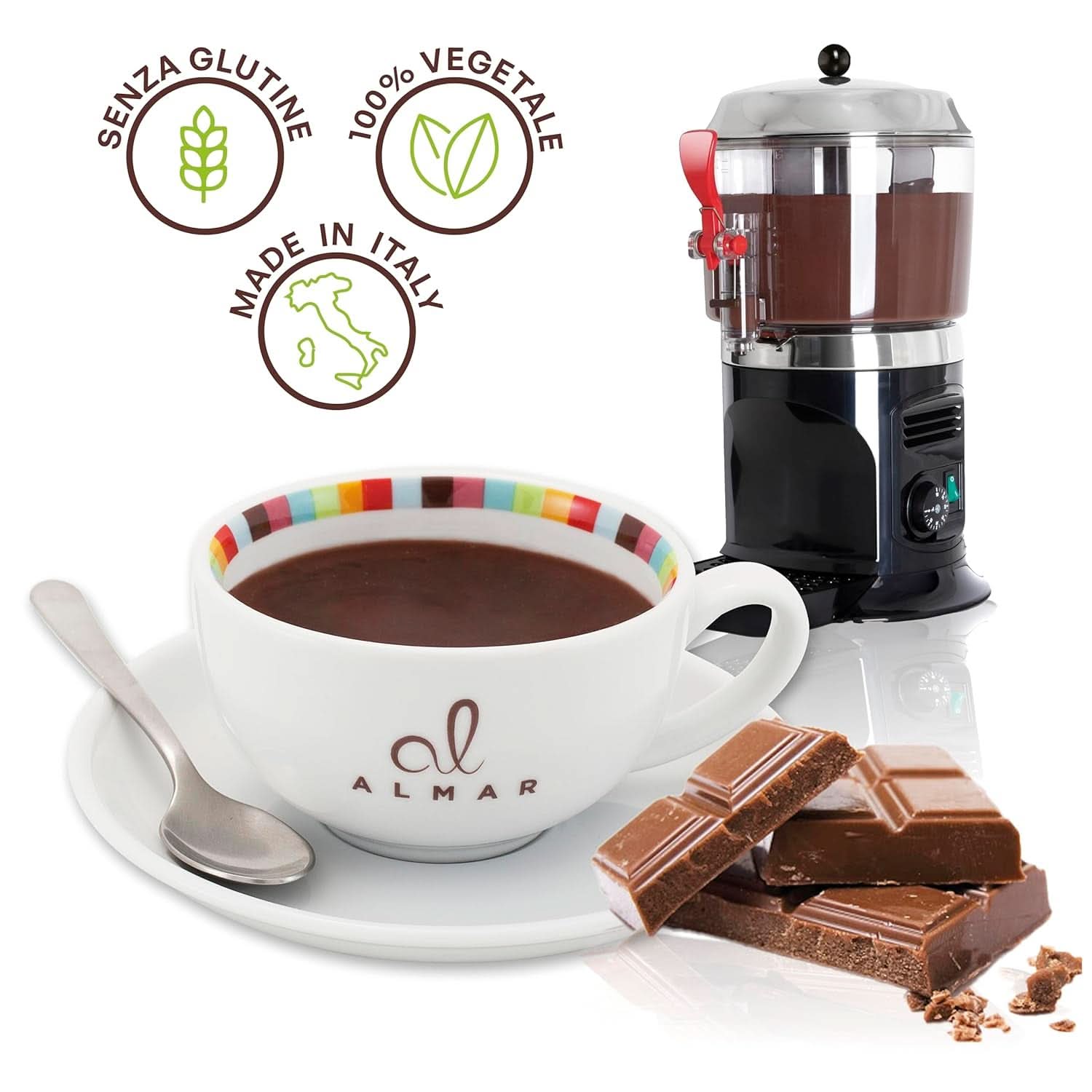 Chocolate caliente italiano Cortina TARTA DE CHOCOLATE AMARGO, 15 sobres X 30 gramos Cacao y Chocolate Caliente Naty Shop