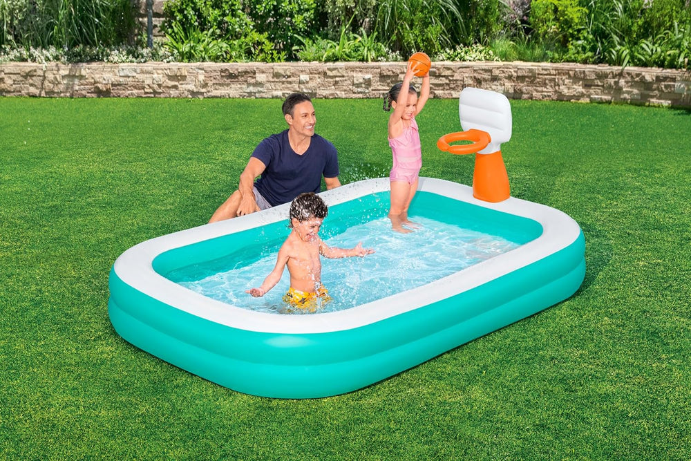 Piscina Familiar Bestway Dunk N' Splash con Aros de Baloncesto 251 x 168 x 102 cm