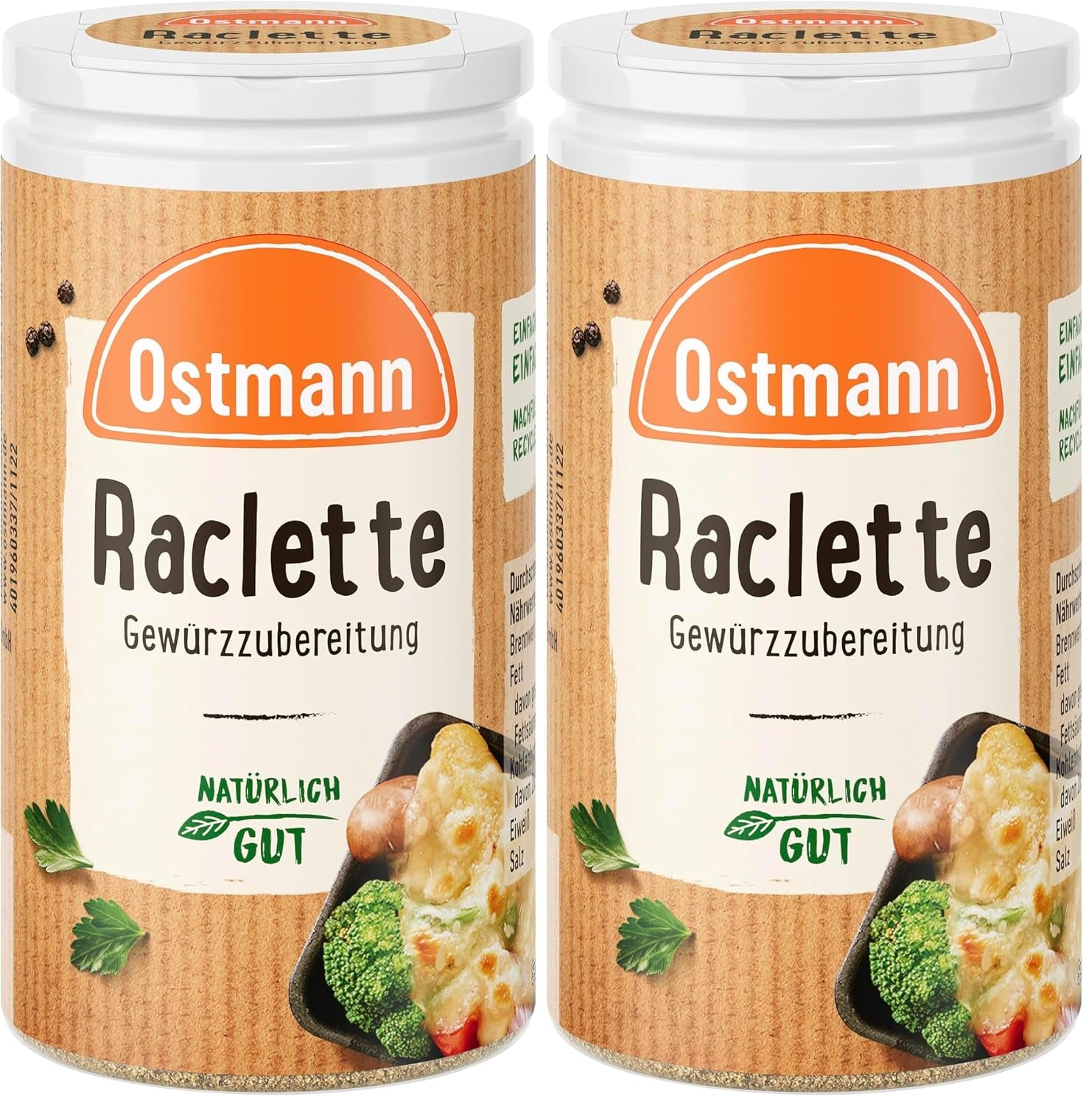 Ostmann Gewürze - Raclette Gewürzzubereitung | Zum Würzen von Käsegerichten | Reciclado, nachfüllbare Streudose | 45 g en Streuer