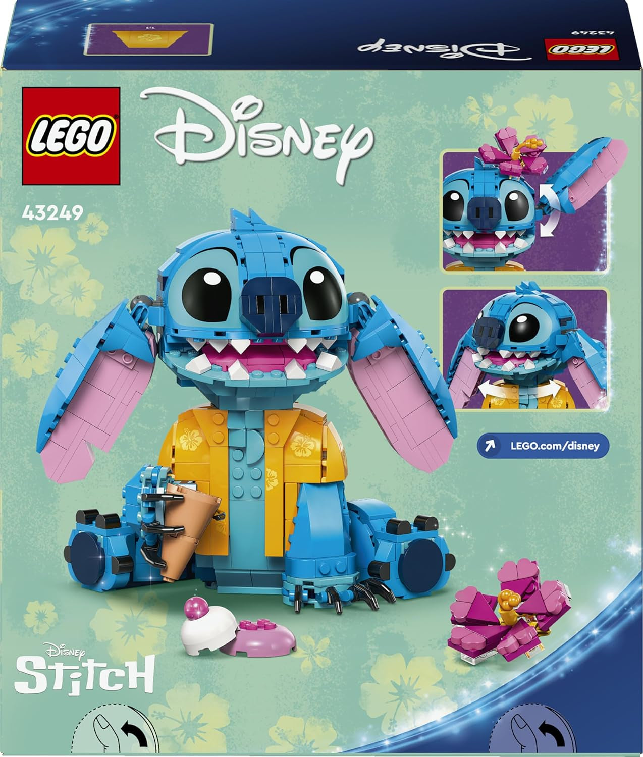 Lego | Disney Stitch Spielzeug - Figur zum Spielen und Sammeln mit Einer Eistüte und Einer decorativoen Blume - Geschenk für Mädchen, Jungen und Lilo & Stitch Filmfans ab 9 Jahren - 43249
