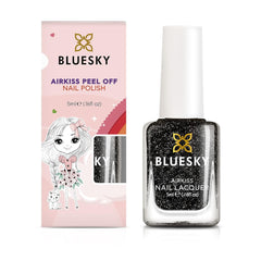 Esmalte de uñas para niños Bluesky - Rockstar, purpurina negra, fácil de quitar, no tóxico, a base de agua, inodoro - Esmalte de uñas gratuito para niños, 5 ml, paquete de 1