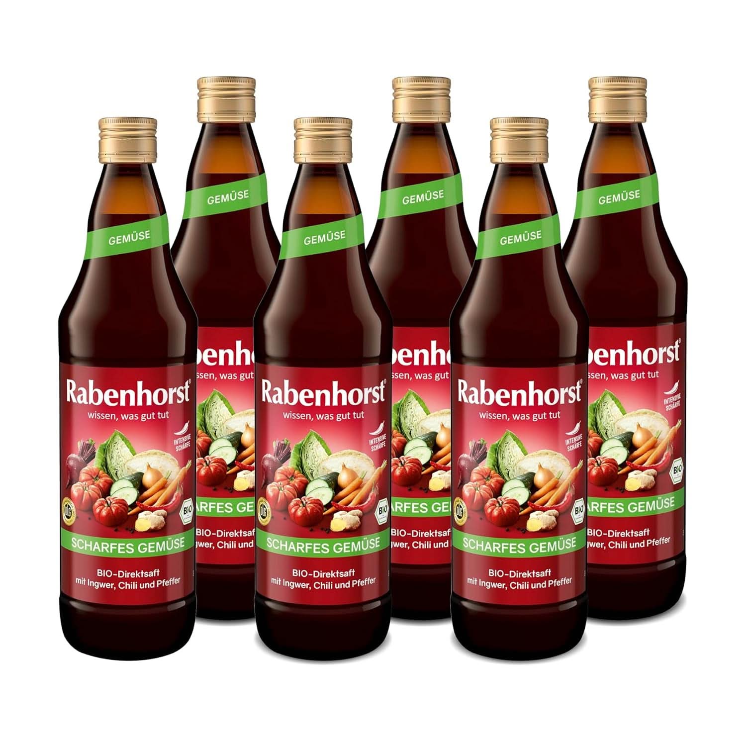 RABENHORST (6 x 700 ml) - Zumo de verduras de alta calidad procedente de diversas verduras con un intenso sabor picante Bebidas sin alcohol Naty Shop