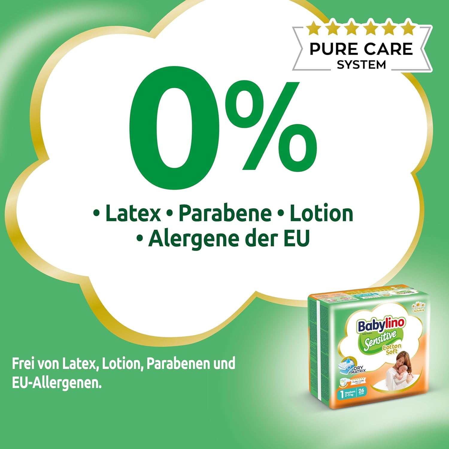 Pañales para bebés sensibles, talla 1, recién nacido (2-5 kg), 26 piezas