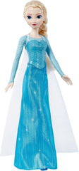 Jucării Mattel din Disney Frozen Păpușa Elsa cântătoare în ținută emblematică, cântă „Let It Go” din filmul Disney în engleză, franceză, germană, italiană, JDL58