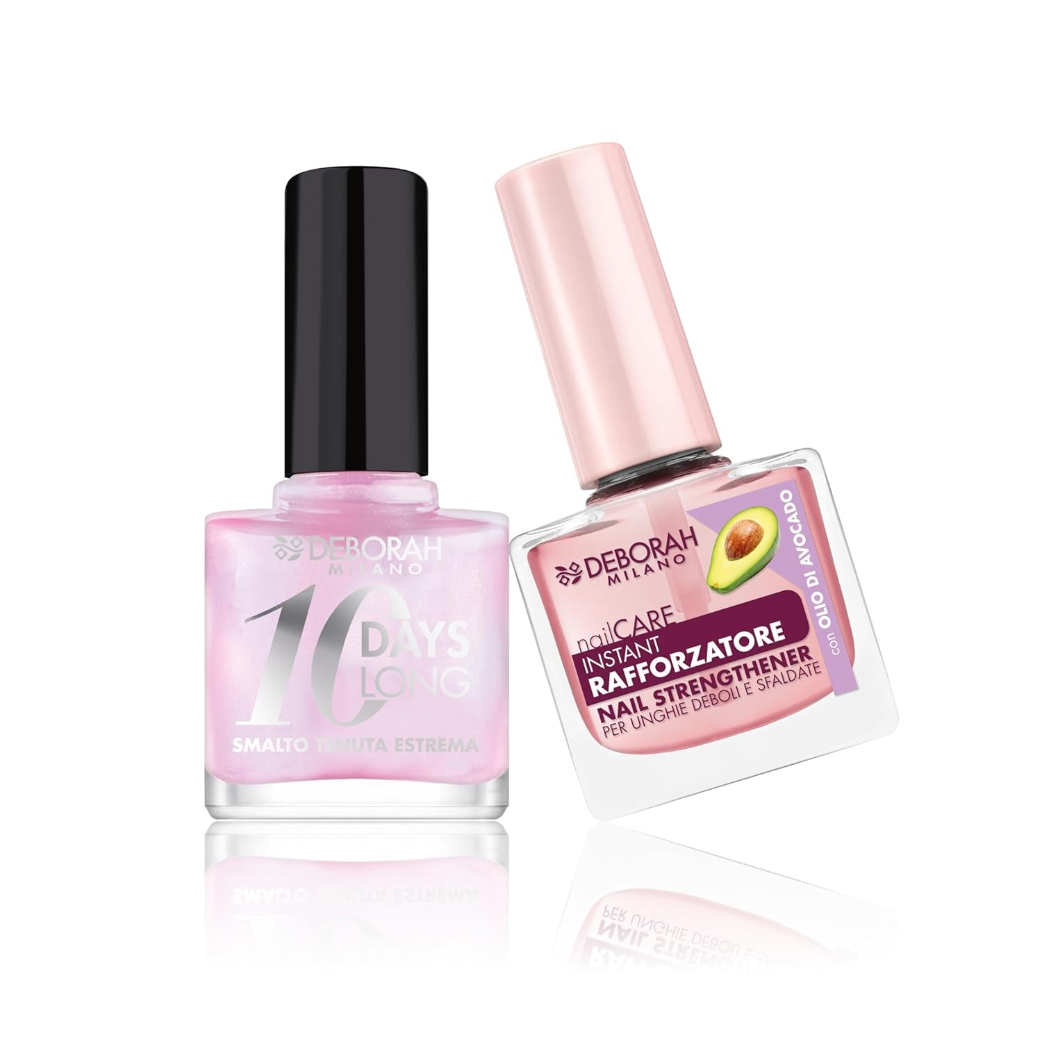 Set de esmaltes Milano para fortalecer las uñas quebradizas e hinchadas, 9,5 ml y esmalte 10 Days Long N.882 Nude Rose, efecto brillante de larga duración, 11 ml