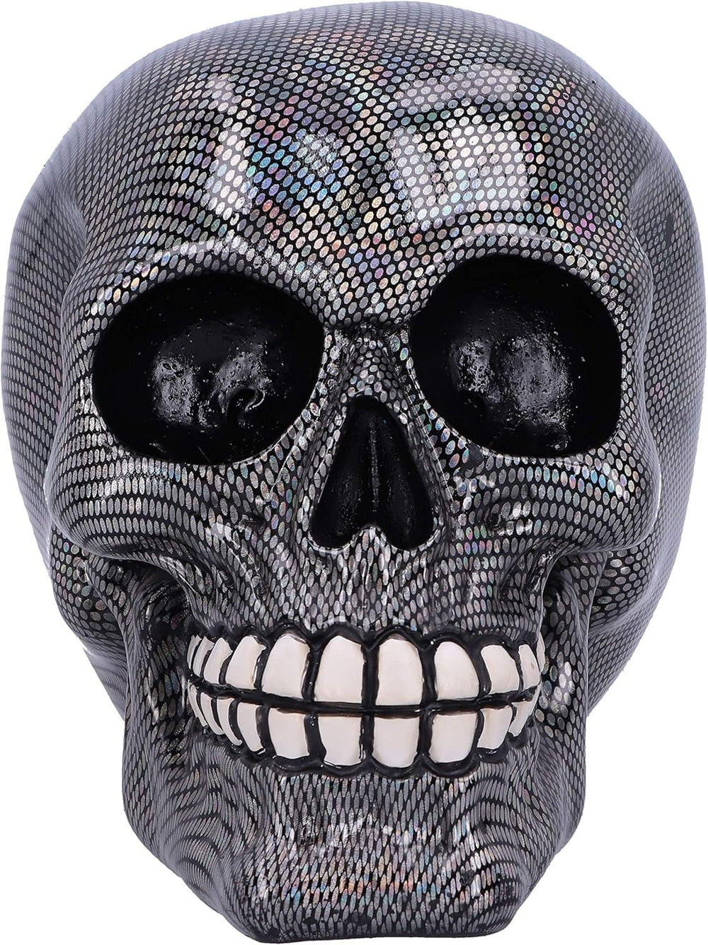 Craniu din plasă de pește argintiu holografic Ornament craniu din plasă de pește argintiu holografic, argintiu, 16,5 cm Statuete si sculpturi Naty Shop