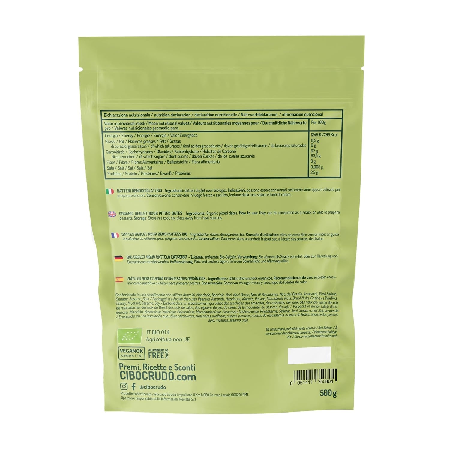 Curmale fără sâmburi Deglet Nour Bio - 500g. Curmale uscate Deglet Nour organice naturale. Curmale deshidratate. Produse deshidratate Naty Shop