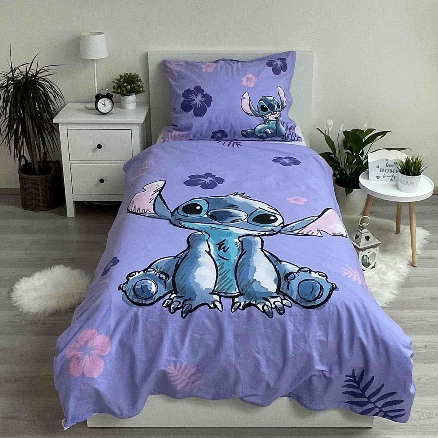 Lenjerie de pat pentru copii reversibilă, Lilo & Stitch, 100% bumbac Lenjerie de pat - copii Naty Shop