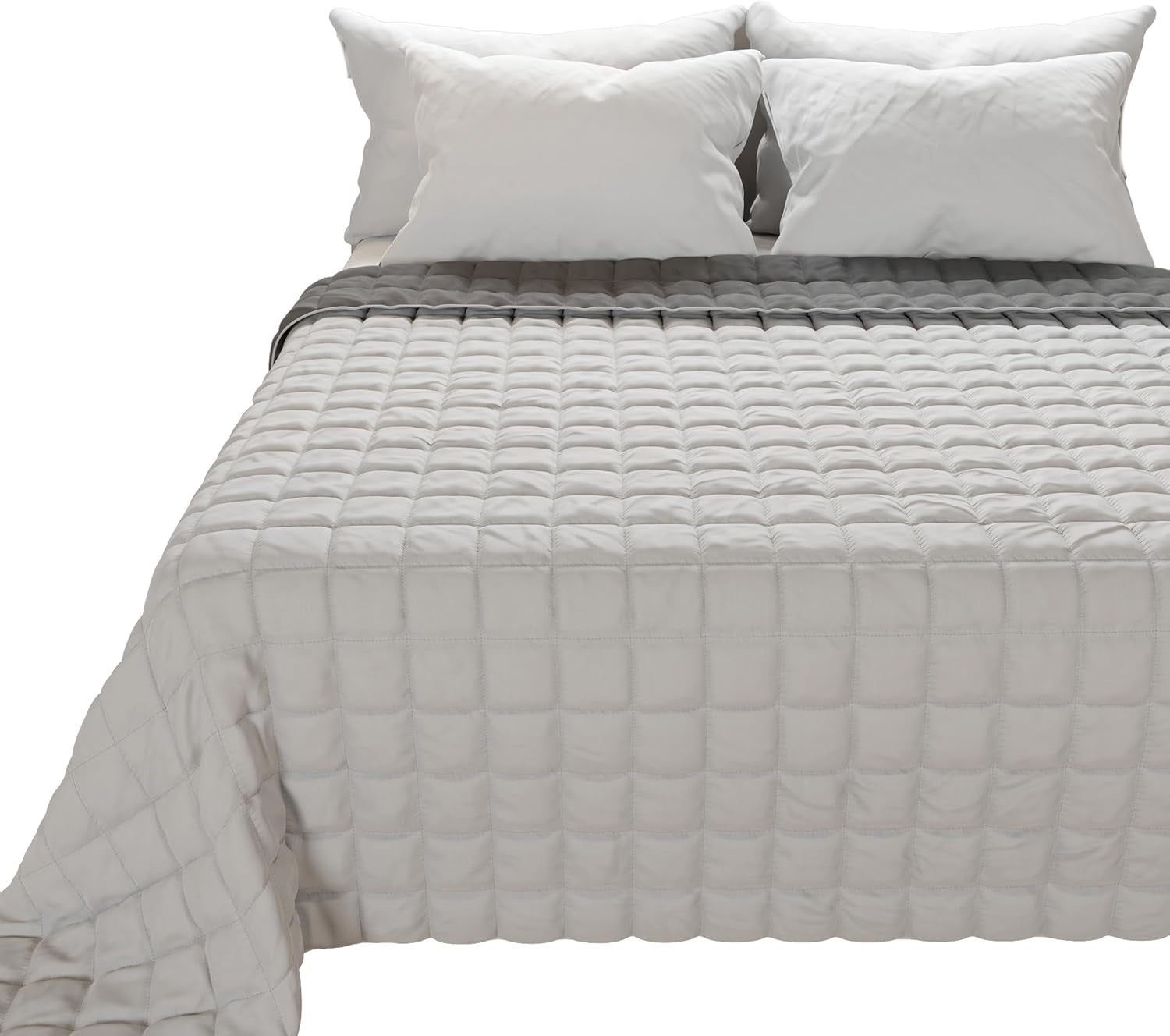 PETTI Artigiani Italiani - Cubrecama individual, colcha doble cara, colcha de muelles, azul medianoche, blanco, 100% Made in Italy Edredones y colchas Naty Shop Gris Medida cama 180 (260 X270 Cm)