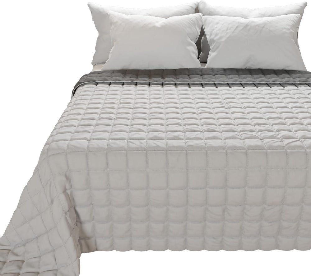 PETTI Artigiani Italiani - Cubrecama individual, colcha doble cara, colcha de muelles, azul medianoche, blanco, 100% Made in Italy Edredones y colchas Naty Shop Gris Medida cama 180 (260 X270 Cm)