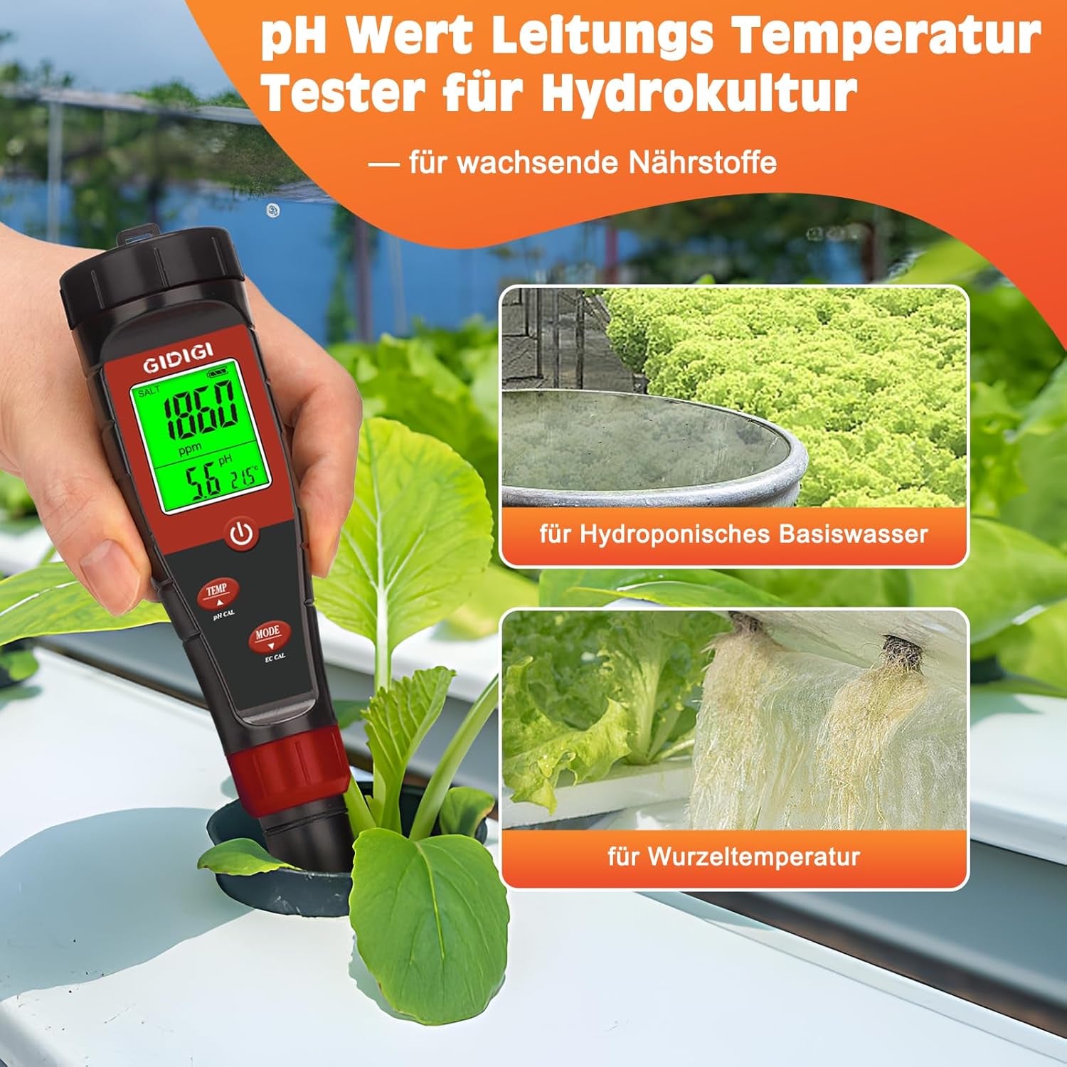 Medidor de pH de agua hidropónica, probador digital de pH de agua, probador TDS, prueba EC PPM para nutrientes de plantas, conductividad 4 en 1, pluma de pH de agua potable, DWC, plantas de interior