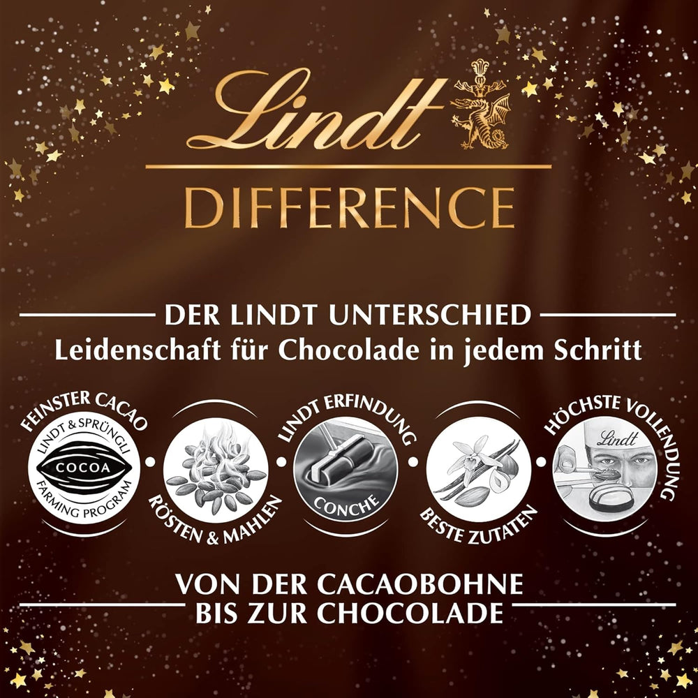 Chocolate Lindt | Caja de bombones Gold Pieces | 180 g | 18 bombones en 10 surtidos como fino surtido de bombones, algunos con alcohol | Caja regalo premium con bombones navideños