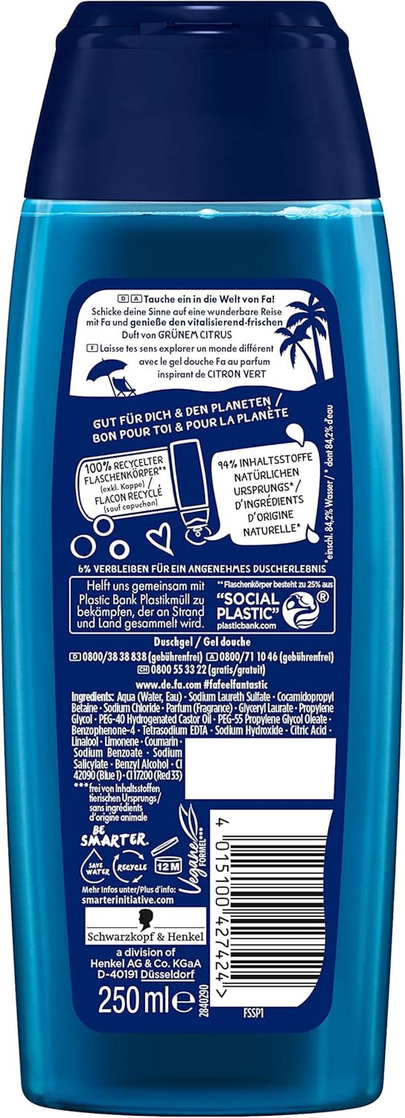 FA Gel de duș Sport, pachet de 6 x 250 ml Duș și baie Naty Shop