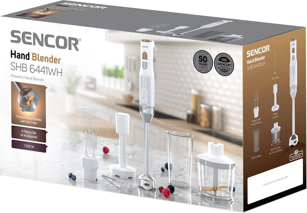 Sencor Multifunktionaler Standmixer, Ultra-Leistungsstark, 6 en 1, 1200 W, Mit Doppel-Schneebesen, Zerkleinerer & Mousseur, Kartoffelstampfer, Quadblade-Klingen Aus Titan, Stufenlose Bucatarie Naty Shop