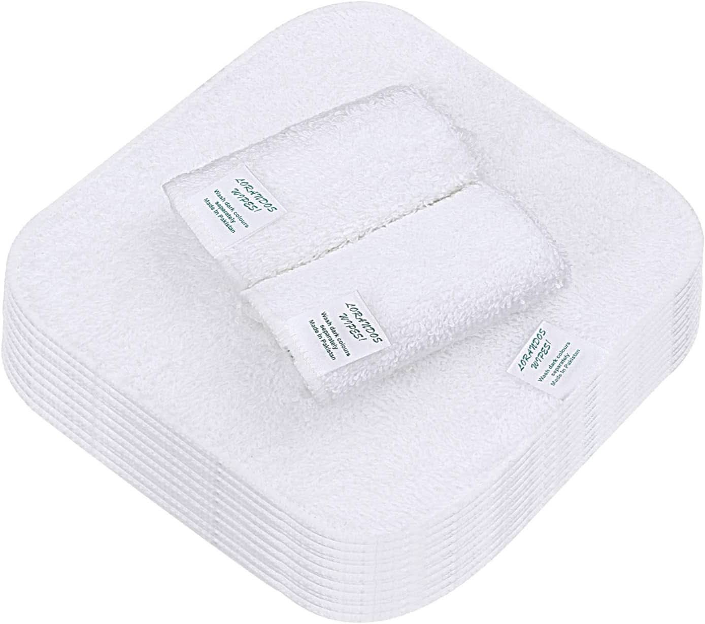 Toallitas reutilizables para niños 100% algodón Terry (pack de 25 - 15X15Cm - blanco) sin perfume, lavables, ultra suaves y súper absorbentes Mother and Child Naty Shop