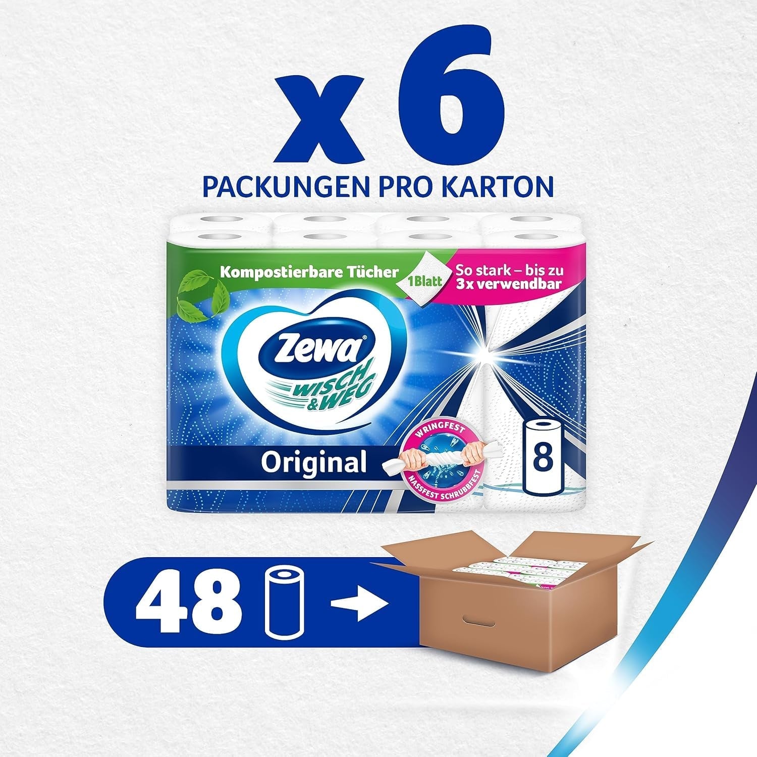 Zewa Wisch&Weg Original Mega Pack, 6 pachete , 48 bucăți (6-pachet)