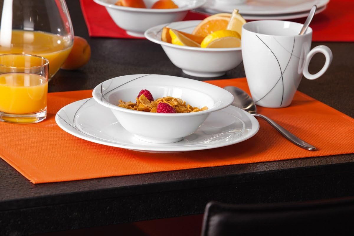 Seltmann Weiden 001.706904 Set de veselă combinat Trio Highline, 30 de piese, 36,5 x 31,2 x 36,9 cm, Alb