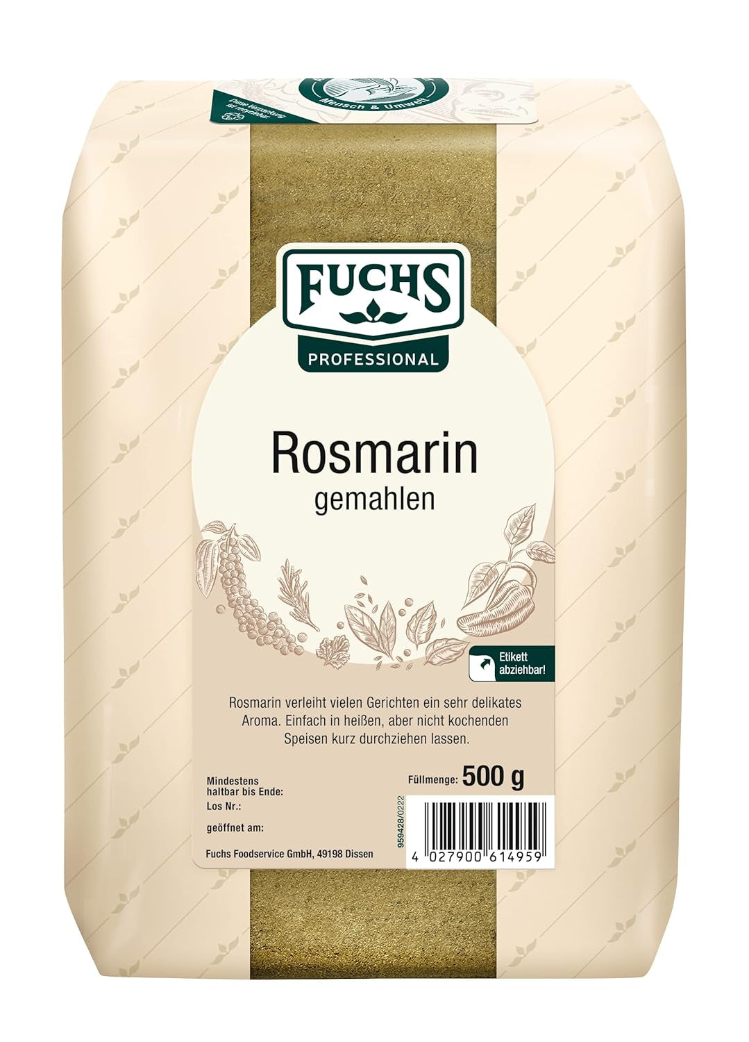 - Romero gemahlen | Para Rosmarin-Kartoffeln und Lamm-Gerichte | Calidad profesional para grandes fabricantes | Bolsa reciclable de 0,6 kg.