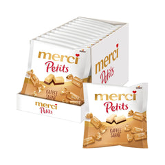 Merci Petits Crema de Café - 12 x 125 g - Pequeños bombones de chocolate blanco sobre chocolate fino con crema de café - Bombones de chocolate envueltos individualmente