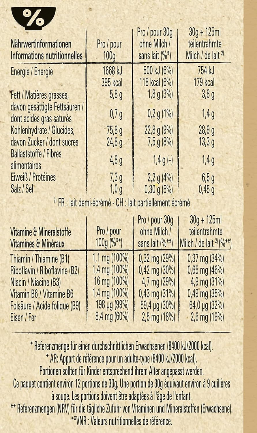 Cereal de desayuno Churros con 42% de contenido de cereales integrales, paquete de 3 (1x360 g)