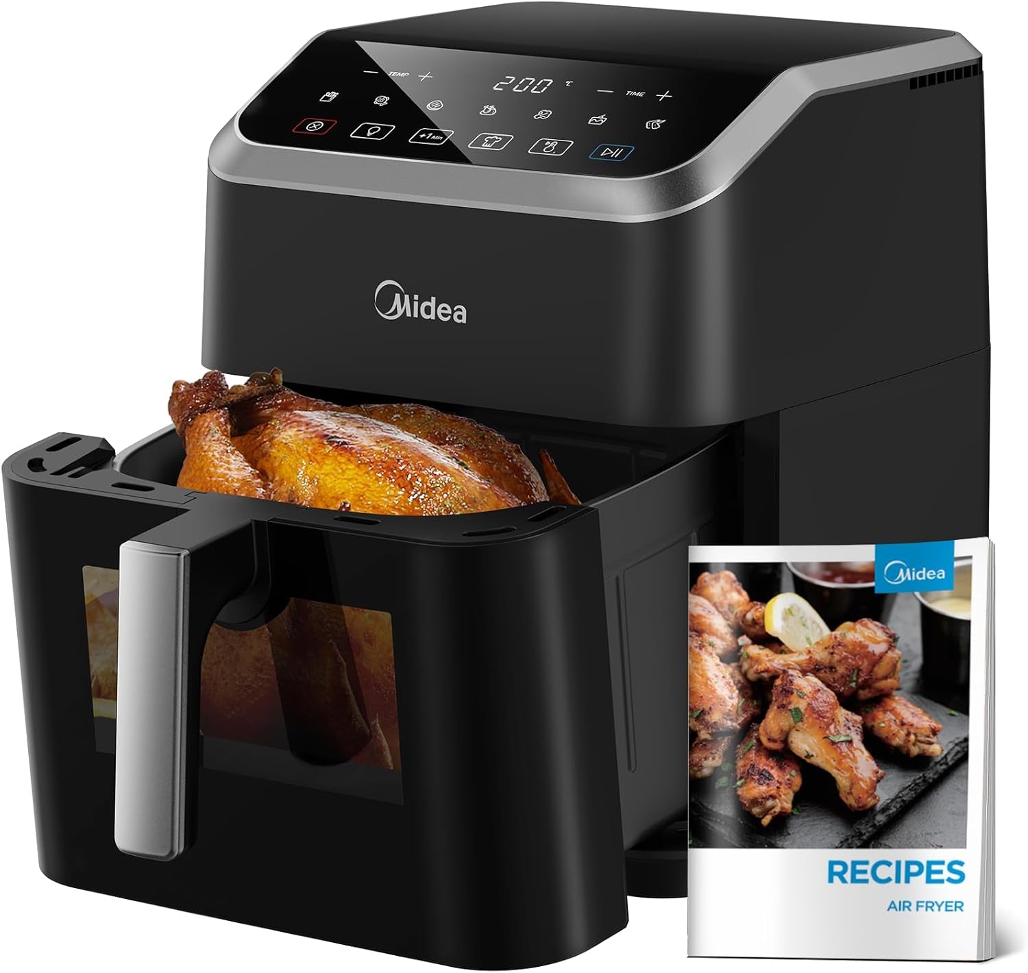 Freidora de Aire Caliente Midea 2L, Airfryer 1150W, Sin Aceite, Freidora de aire caliente, Función de apagado automático Electrodomésticos Naty Shop 7L