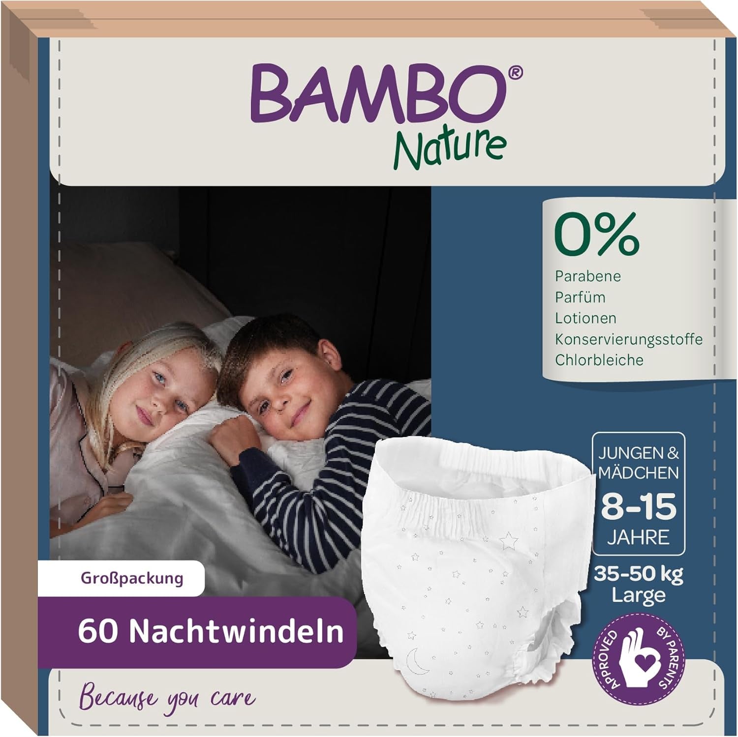 Pañales extraíbles nocturnos Bambo Dreamy, grandes (35-50 kg/77-110 lb), paquete de 10 | Pañales pull-up para niños | Ropa de dormir ultraabsorbente para mojar la cama