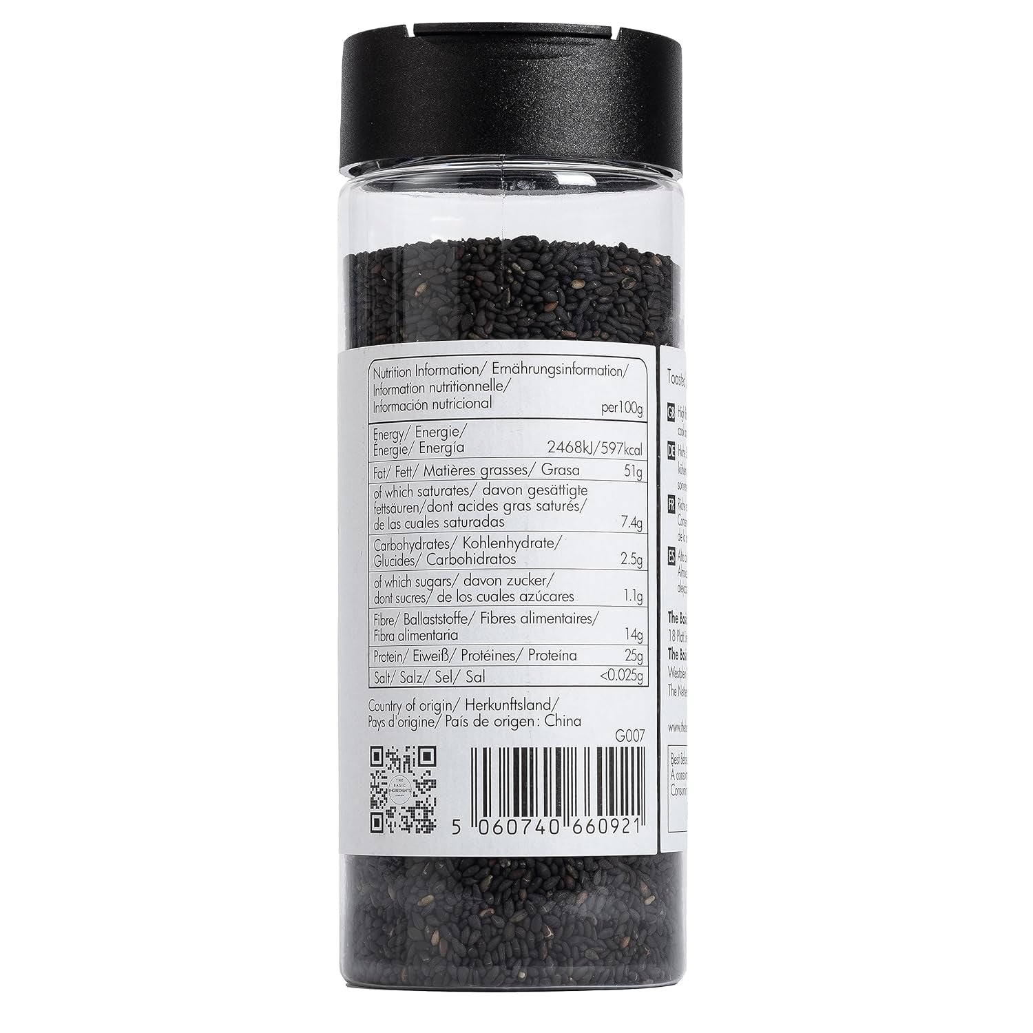 - Gerösteter negro Sésamo 150g | Ballaststoffreich | Fuentes de proteínas veganas | Aroma del Reich | Antioxidante | Einfach streuen