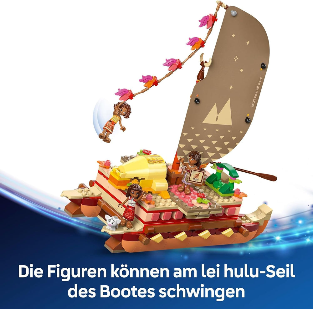 LEGO Ç€ Disney Moana 2: Balsa de aventuras de Moana - Barco de juguete con velas, cubierta extraíble, fogata y 3 minimuñecas, incluidas Loto y Moni - Regalo para niñas mayores de 6 años y fans - 43270 Juegos de construcción Beuche den LEGO-Store