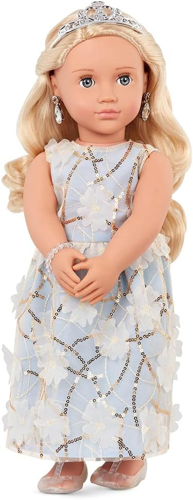 Our Generation - Ellory - 46 cm-Puppe mit geblümtem Kleid - Blondes Haar & Blaue Augen - Schmuck-Accessoires - Vorgetäuschtes Spiel - Spielzeug für Kinder ab 3 Jahren