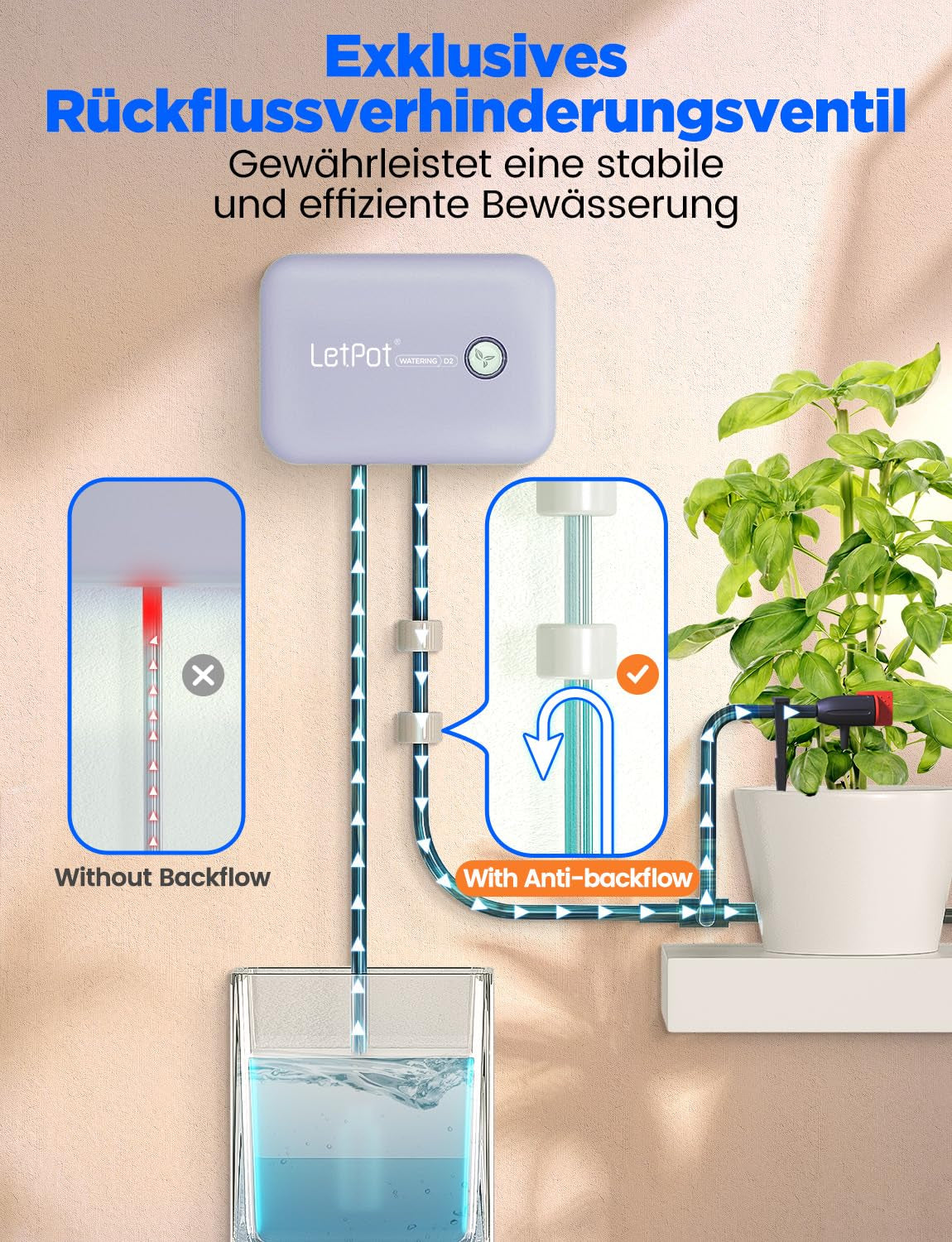 Sistema de riego automático interior WiFi: sistema de riego por goteo inteligente con control de aplicación, computadora de riego para 10 plantas de interior, riego de vacaciones y riego de plantas (gris)
