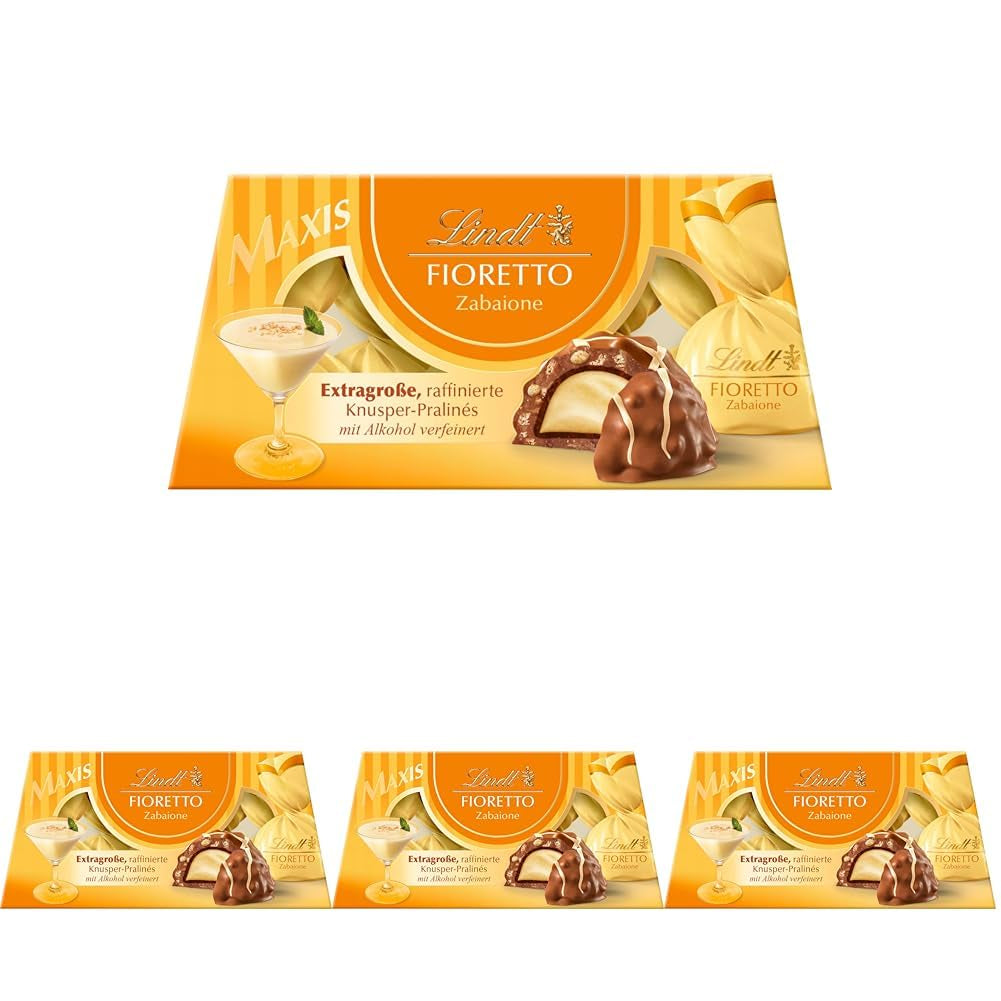 Chocolate Lindt | Set de regalo FIORETTO Zabaione | 138 g | 6 bombones de chocolate con leche rellenos de trufa Zabaione y cobertura crujiente, que contienen alcohol | regalo de chocolate