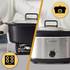 Slow cooker Crockpot,| 3.5 litri (3-4 persoane), recipient pentru rumenirea cărnii și a legumelor, oțel inoxidabil Slow Cooker Naty Shop