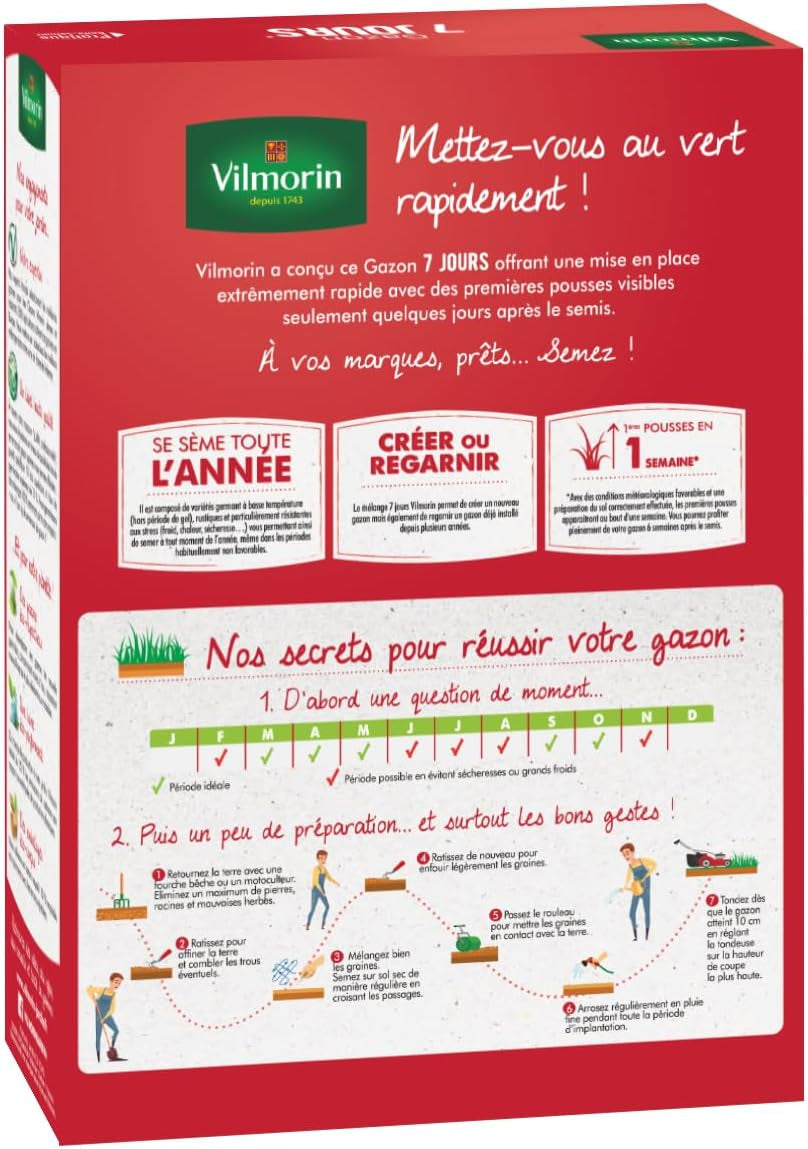 Semences De Gazon 7 Jours - 1 Kg
