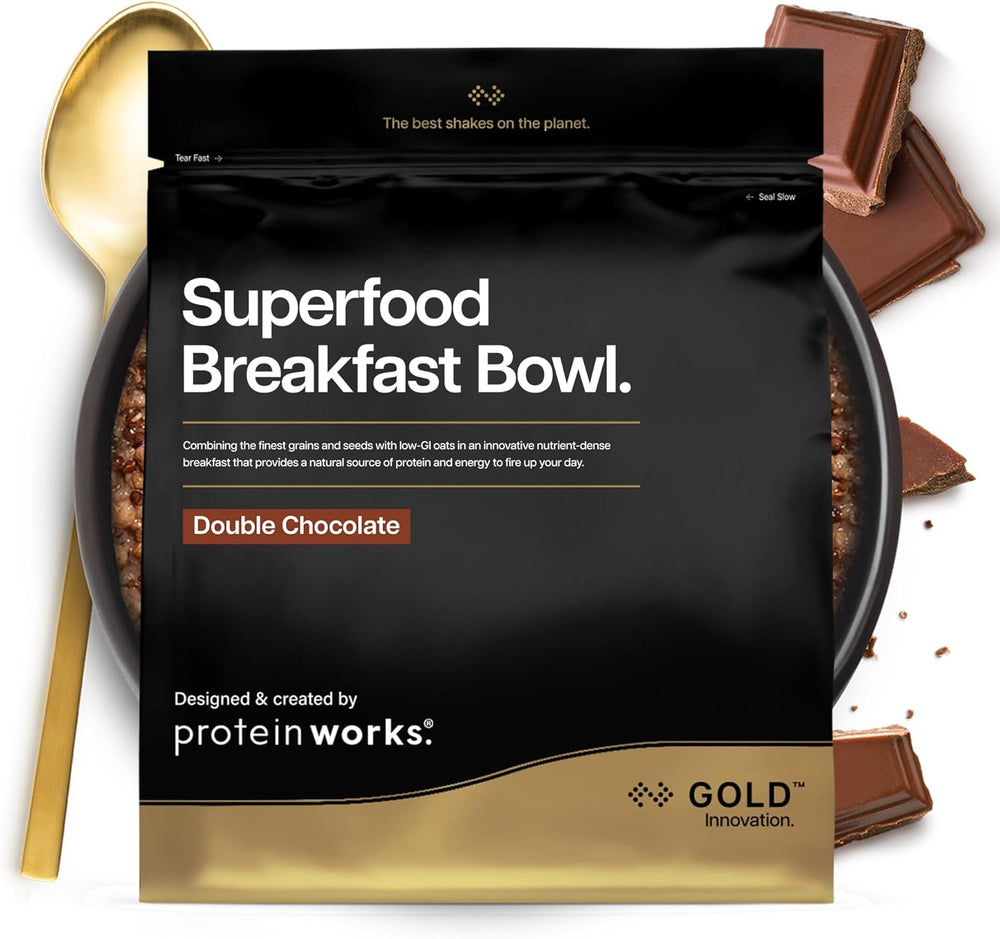 Funciona con proteínas | Superfood Breakfast - GOLD Innovation, Cereal galardonado, Muesli proteico, rico en nutrientes con cereales, semillas y avena, alto en fibra, manzana y canela, 10 porciones, 600 g