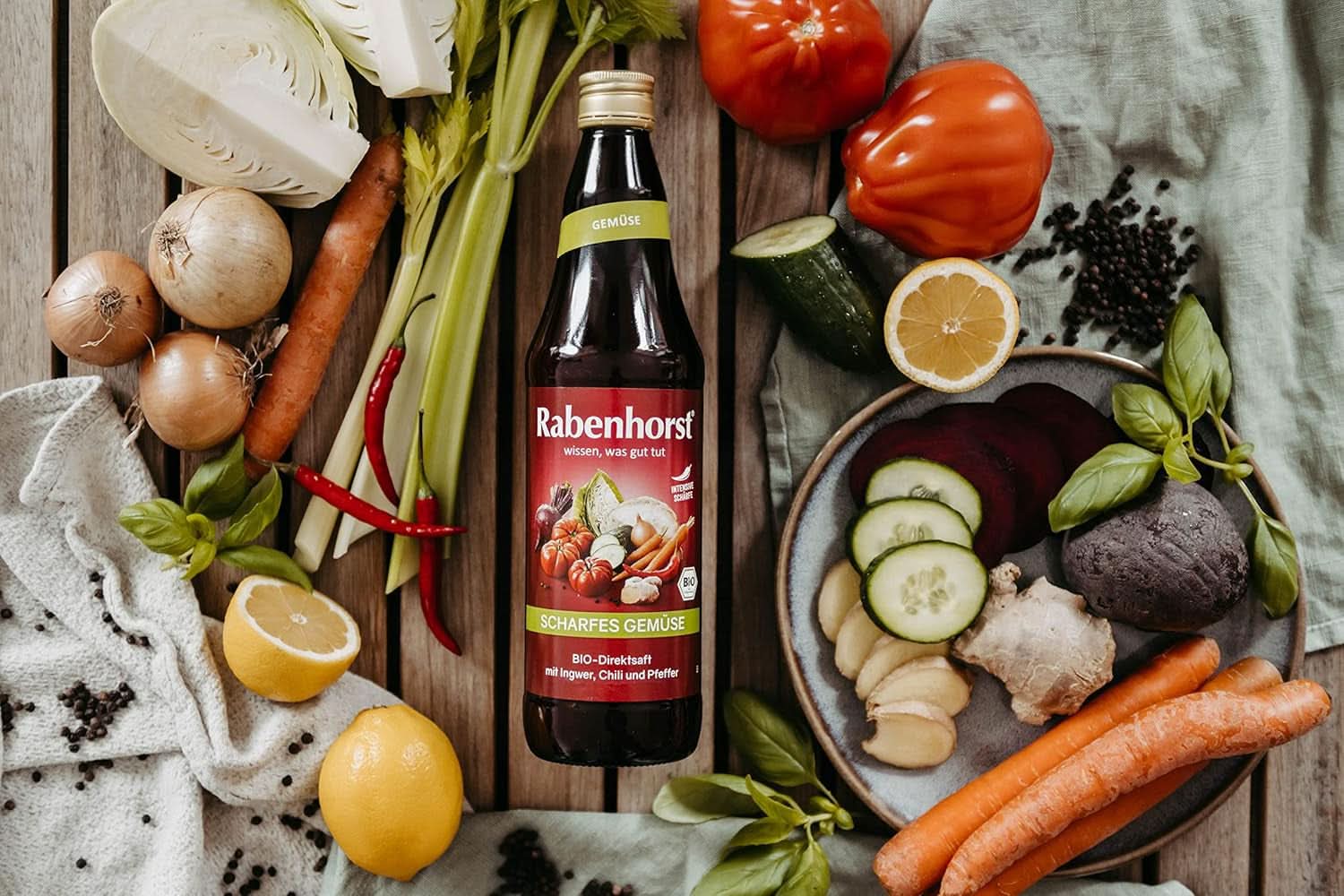 RABENHORST (6 x 700 ml) - Zumo de verduras de alta calidad procedente de diversas verduras con un intenso sabor picante Bebidas sin alcohol Naty Shop