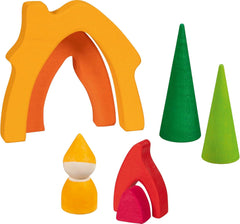 Goki 58427 - Casa enana - Goki Evolution - Fabricada en madera de arce de gran calidad - 7 piezas - Pinturas al agua de colores - Hecho en Europa Casas de Muñecas Naty Shop