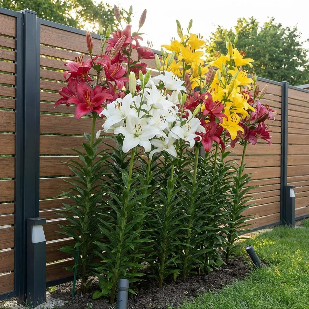 Colección de bulbos de lirio gigantes (15 bulbos de flores), 5 variedades fragantes, 5 de cada color, mezcla perenne holandesa resistente para el jardín (bulbos grandes, sin semillas)