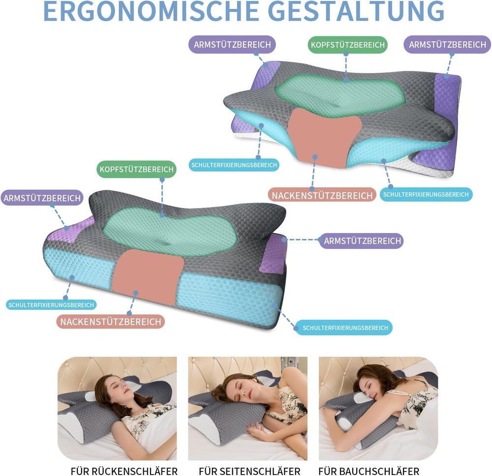 IDEA Pillow Pernă din spumă de memorie, pernă ergonomică Pernă ortopedică Durere de gât, pernă de dormit pentru dureri laterale de spate și abdominale, pernă pentru gât Pernă anti sforăit pentru adulți Perne ortopedice cervicale Naty Shop