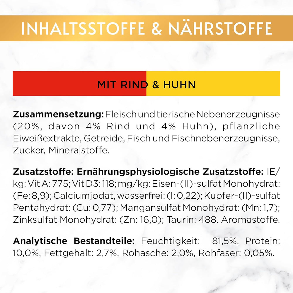 Hrană umedă pentru pisici Gourmet Gold Fine Composition cu vită și pui, pachet de 12 (12 x 85g)