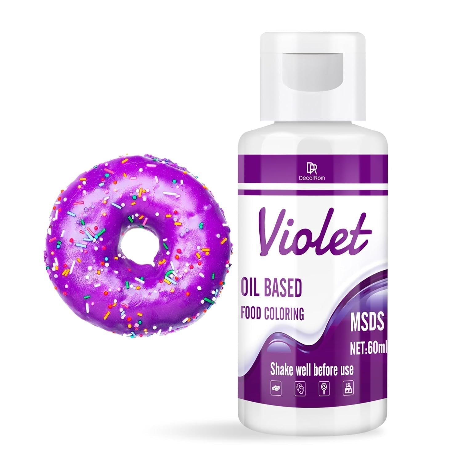 Fettlösliche Lebensmittelfarbe Für Schokolade - 60Ml Ölbasis Lebensmittelfarben Für Fondant, Torten Dekoration, Backen - Flüssige Food Coloring For Kakaobutter, Buttercream, Kuchen (Schwarz) Naty Shop Violett