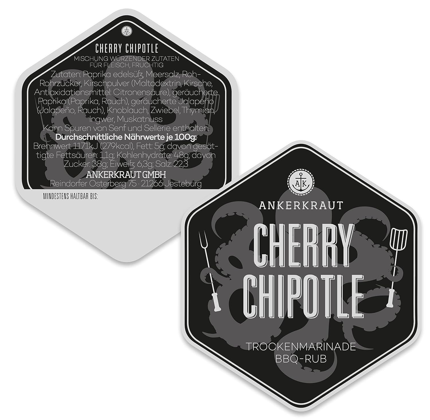 Ankerkraut Cherry Chipotle BBQ Rub, Rub Gewürzmischung für Rind, Schwein, Chicken Wings and Pulled Pork, 220g im Streuer