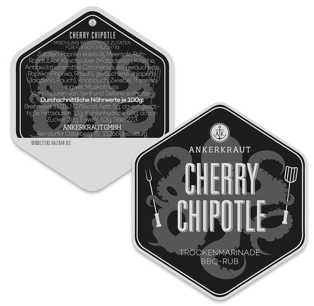 Ankerkraut Cherry Chipotle BBQ Rub, Rub Gewürzmischung für Rind, Schwein, Chicken Wings and Pulled Pork, 220g im Streuer