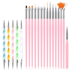 URAQT 20 Stück Nagel Pinsel Set, Nageldesign-Stifte Brush, Acryl Nagel Kunst Pinsel, Nagelbürste Professionell Malerei Pen Für Gelnägel Uv-Gel Nageldesign Nail Art