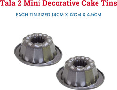 Tala Mini-Kuchenformen, Dekorativ, Antihaftend, Gugelhupf-Form, Gleichmäßige Hitzeverteilung, Gerillte Form, Karbonstahl, Breite, Flache Griffe, Spülmaschinen Und Gefrierschrankfest, 2 Stück Moldes y bandejas para hornear Naty Shop