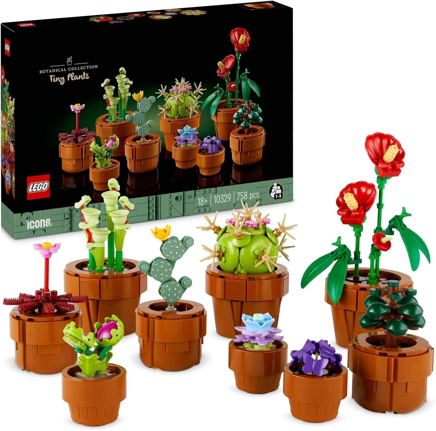 LEGO Icons Mini Plantas, 9 Flores Artificiales para Construir, Colección Botánica para Adultos con Macetas de Terracota para Construir, Decoración del Hogar, Regalo para Mujeres y Hombres 10329 Juegos de Construcción Besuche den LEGO-Store Mini Plants