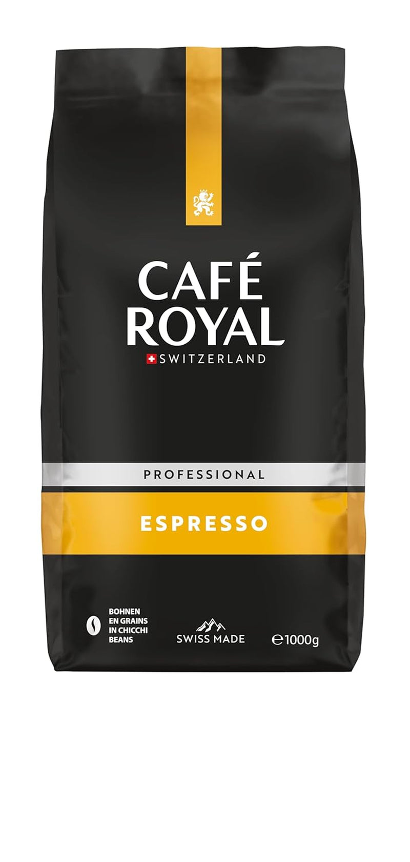 Café Royal Professional Line Espresso – Boabe de cafea pentru espressoare automate, corpolență intensă, prăjire intensă, intensitate 3/5, Rainforest Alliance, 1 kg